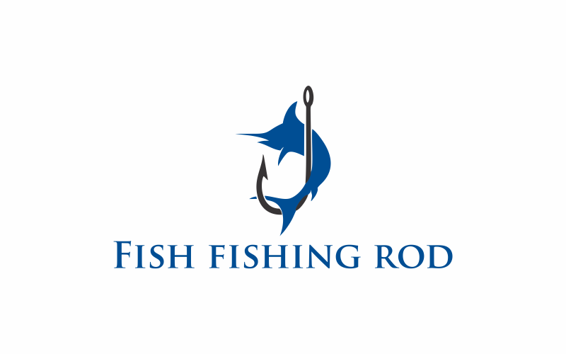 Download Шаблон логотипа "Fish fishing rod Logo Template" / Fish fishing rod Logo Template - Шаблон логотипа на тему графика fishing,fish,rod,illustration,sport,vector,fisherman,water,icon,spinning,symbol,design,angling,object,activity,graphic,black,freshwater,stick,food