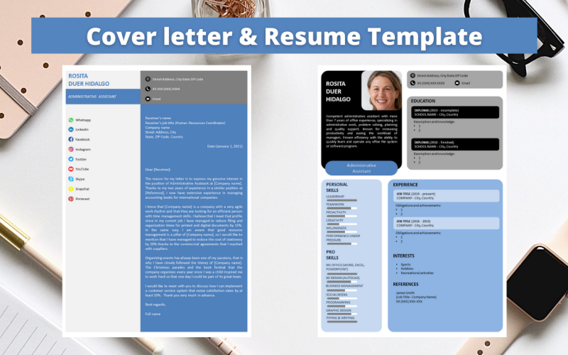 Download Резюме "Professional  No 12 - Blue Bubbles Resume" / Professional  No 12 - Blue Bubbles Resume - Резюме на тему графика resume template,professional resume,elegant resume,modern resume,docx,word,pptx,powerpoint,easy to edit,easy to print