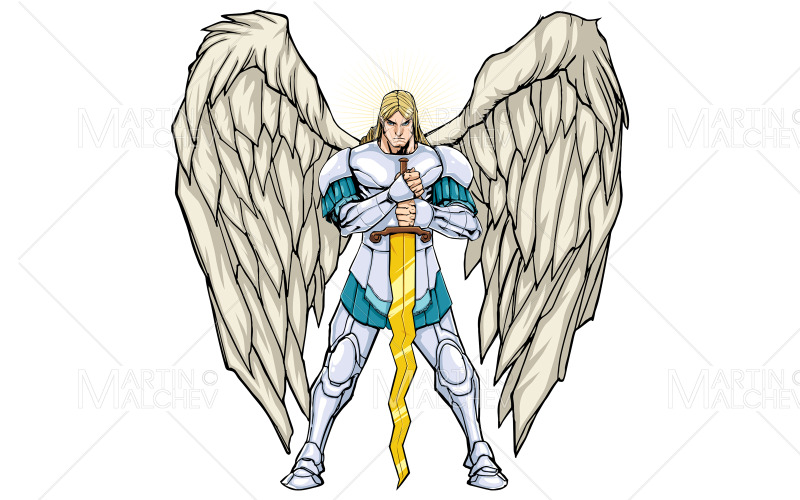 Download Иллюстрация "Archangel Michael Standing" / Archangel Michael Standing - Иллюстрация на тему графика michael,angel,archangel,saint,archangel michael,icon,christian,christianity,hebrew,judaism,jewish,islam,abrahamic,religion,portrait,face,standing,torah,talmud,bible