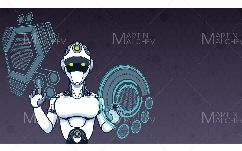 Download Иллюстрация "Artificial Intelligence Background" / Artificial Intelligence Background - Иллюстрация на тему графика artificial intelligence,artificial,intelligence,ai,science,technology,robot,android,cyborg,future,futuristic,male,head,face,brain,mind,machine,human,humanoid,man