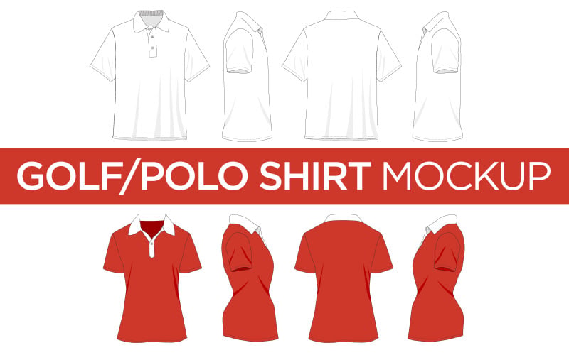 Download Мокап для продукта "Golf/Polo Shirt - Vector  Mockup" / Golf/Polo Shirt - Vector  Mockup - Мокап для продукта на тему графика golf shirt,polo shirt,mockups,templates,angles,layers,vectors,graphics,adobe illustrator,illustrations,drawings,garments,apparel,clothing,royalty freee,eps,svg,ai,pdf,png