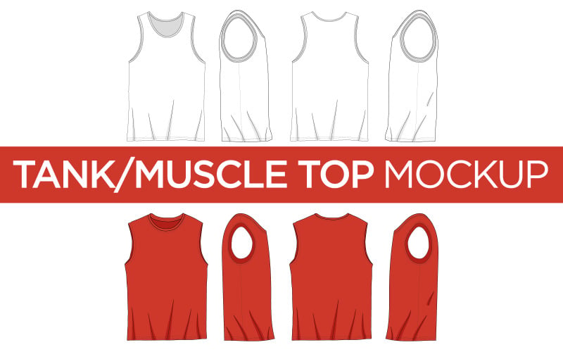 Download Мокап для продукта "Tank Tops and Muscle Shirt Tops - Vector  Mockup" / Tank Tops and Muscle Shirt Tops - Vector  Mockup - Мокап для продукта на тему графика tank tops,muscle shirt tops,mockups,templates,angles,layers,illustration,vectors,graphics,eps,svg,ai,png,dxf,pdf,royalty free,adobe illustrator,digital download,scaleable,garment