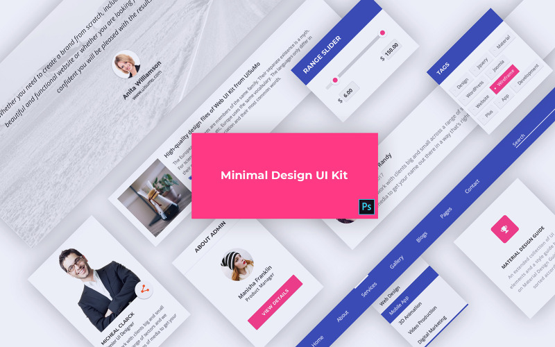 Download UI элементы "Material Design Web UI Kit " / Material Design Web UI Kit  - UI элементы на тему графика website,uidesign,uikit,webdesign,landingpage,widgets,testimonial,slider,heroheader,dashboard,menu,blocks,material,design