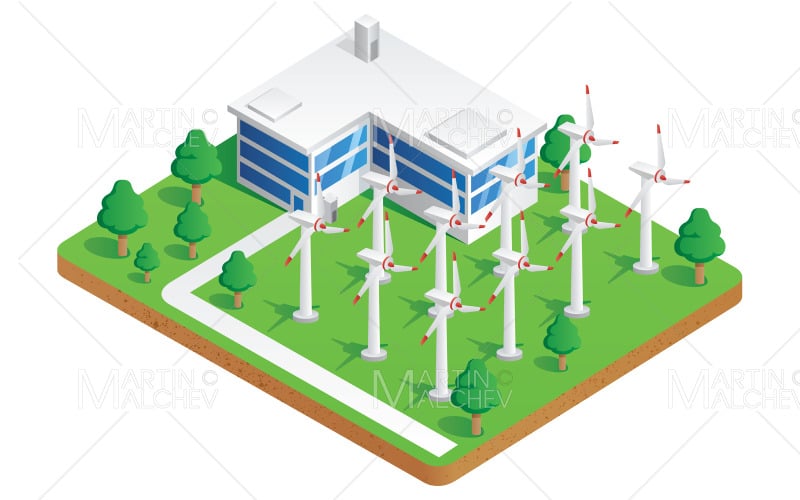 Download Иллюстрация "Wind Energy Plant" / Wind Energy Plant - Иллюстрация на тему графика panel,renewable,wind,turbine,power,windmill,mill,propeller,energy,illustration,vector,plant,electricity,technology,environment,alternative,eco,ecology,electric,station