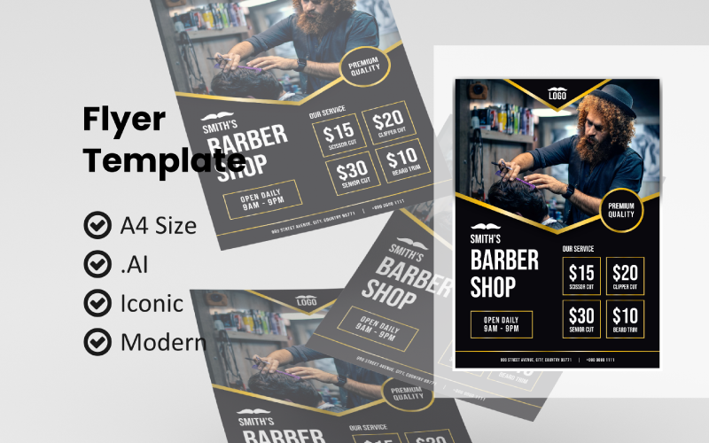 Download Фирменный стиль "Barber Shop Flyer Template" / Barber Shop Flyer Template - Фирменный стиль на тему графика flyer template,flyer business,print template,advertising,promotion flyer,brochure template,flyer mockup,flyer bundle template,barbershop flyer,barbershop brochure