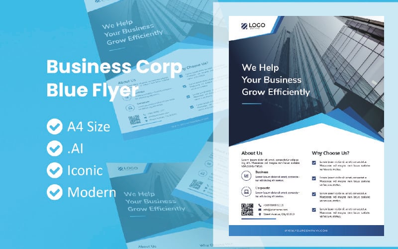 Download Фирменный стиль "Corporate Blue Flyer Template" / Corporate Blue Flyer Template - Фирменный стиль на тему графика flyer template,flyer business,print template,advertising,promotion flyer,brochure template,flyer mockup,flyer bundle template,corporate template,corporate flyer,corporate brochure template