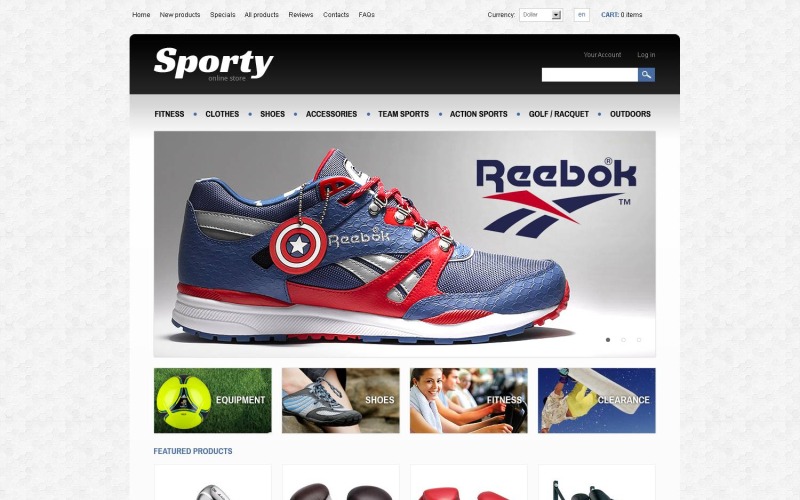 спортивный шаблон zencart