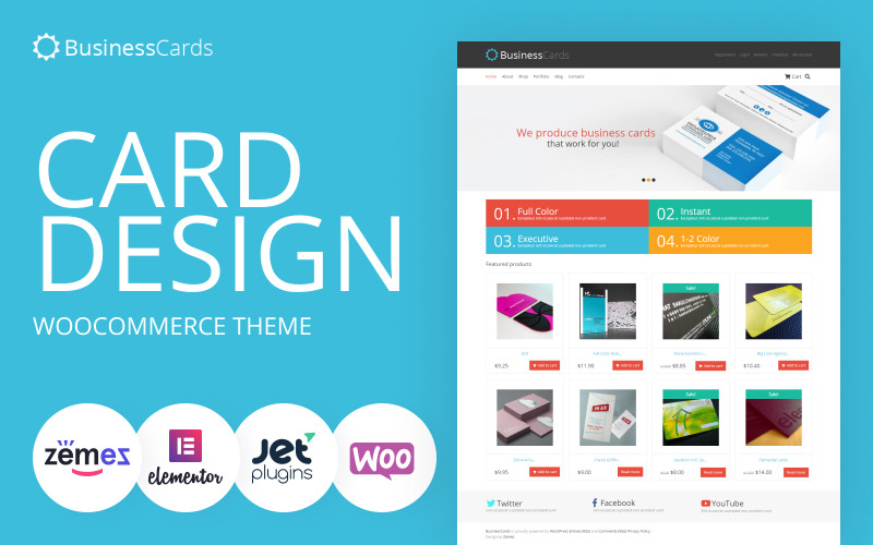 визитные карточки магазин woocommerce тема