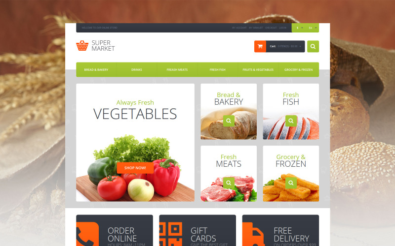 супермаркет шаблон magento тема