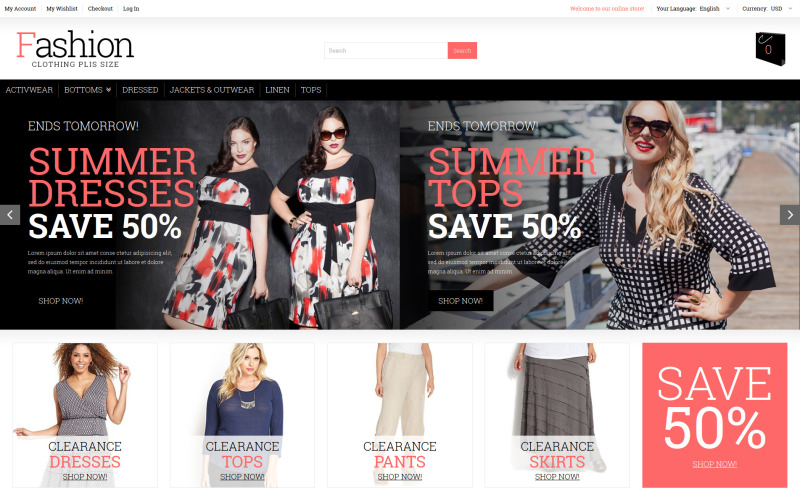 плюс размер женская одежда magento тема