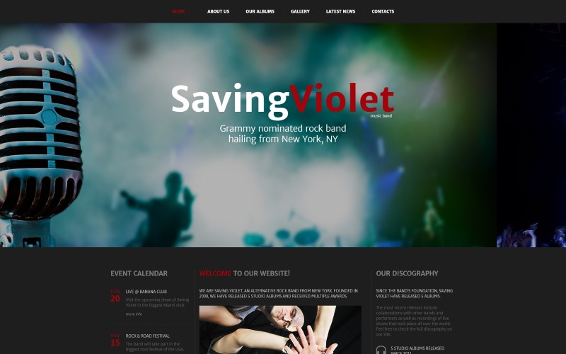 музыкальная группа отзывчивый html5 шаблон сайта