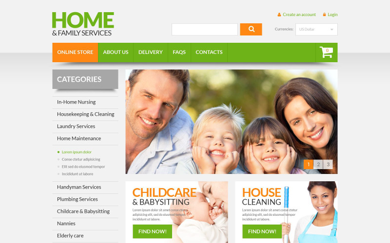 шаблон virtuemart home family services