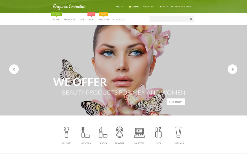 органическая косметика shopify тема