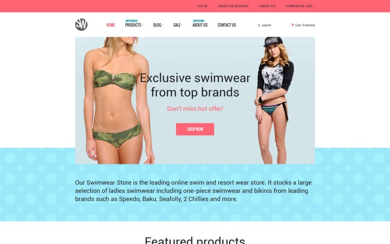 купальники shopify тема