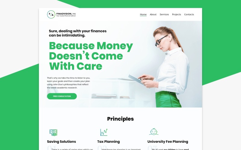 отзывчивая тема wordpress для финансового консультанта
