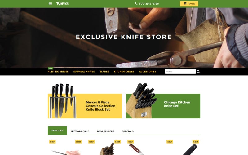 ножи магазин prestashop тема