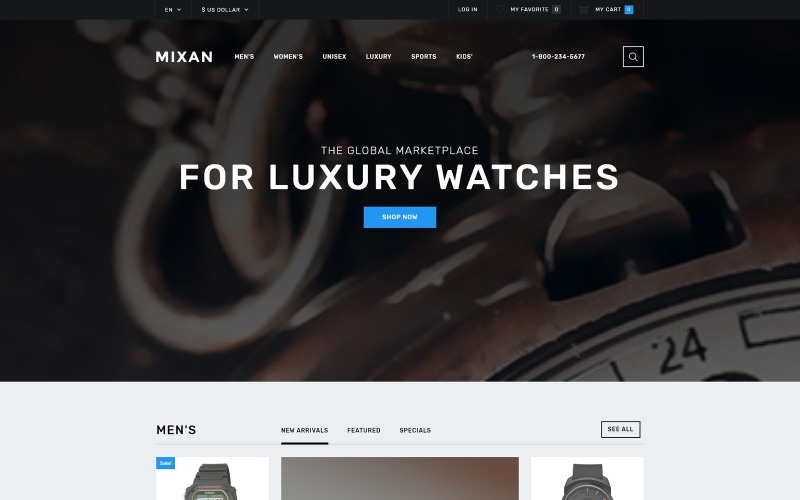 магазин часов шаблон opencart