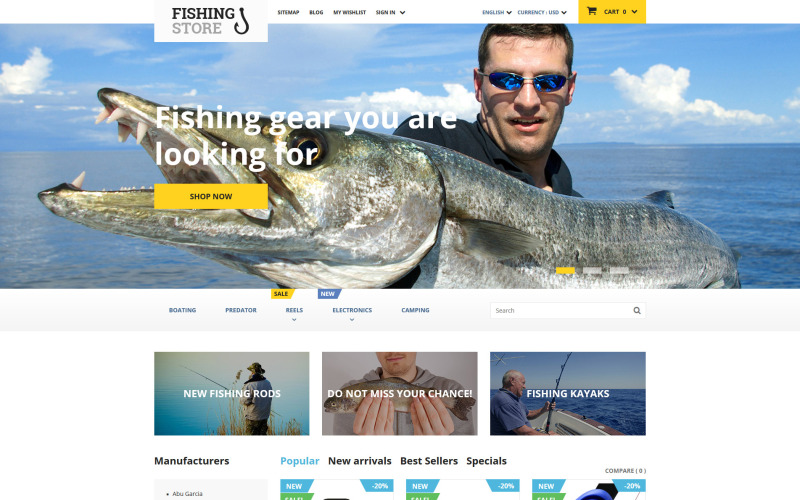 рыболовный магазин prestashop тема