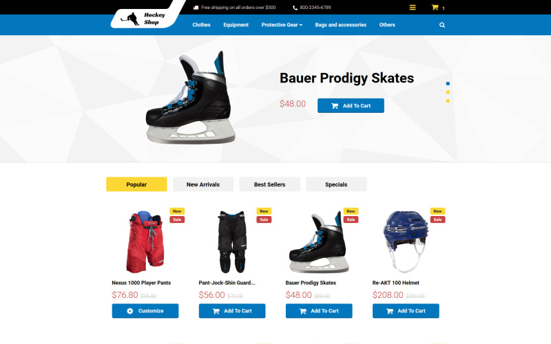 хоккейный магазин prestashop тема