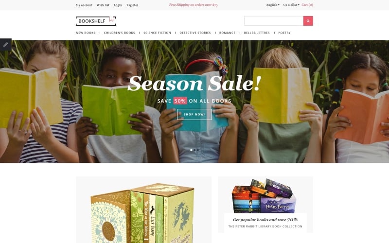 книги отзывчивый шаблон opencart
