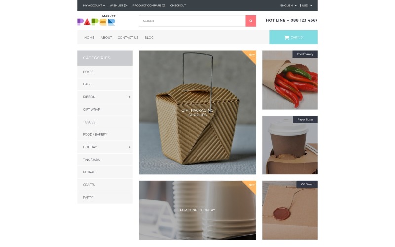 упаковка отзывчивый шаблон opencart