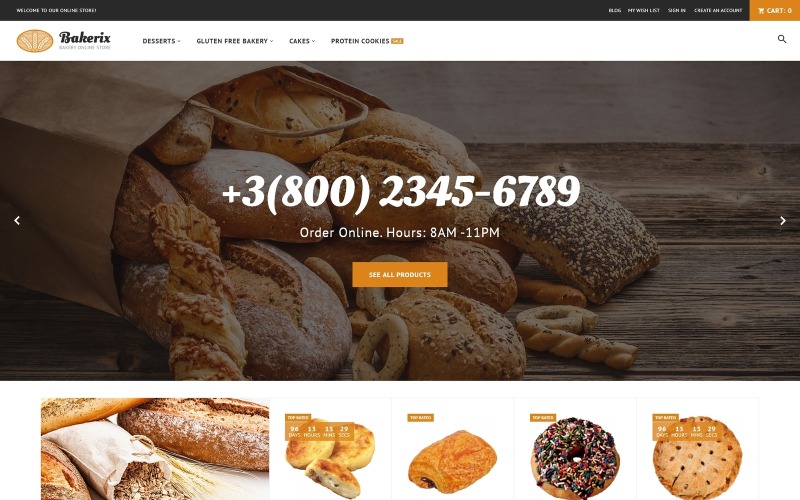 хлебобулочные изделия и торты отзывчивая тема magento