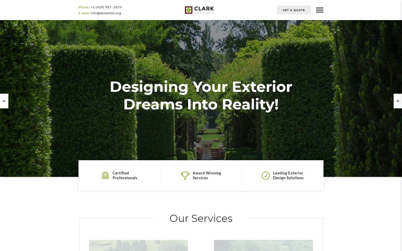 адаптивный шаблон сайта clark exterior design
