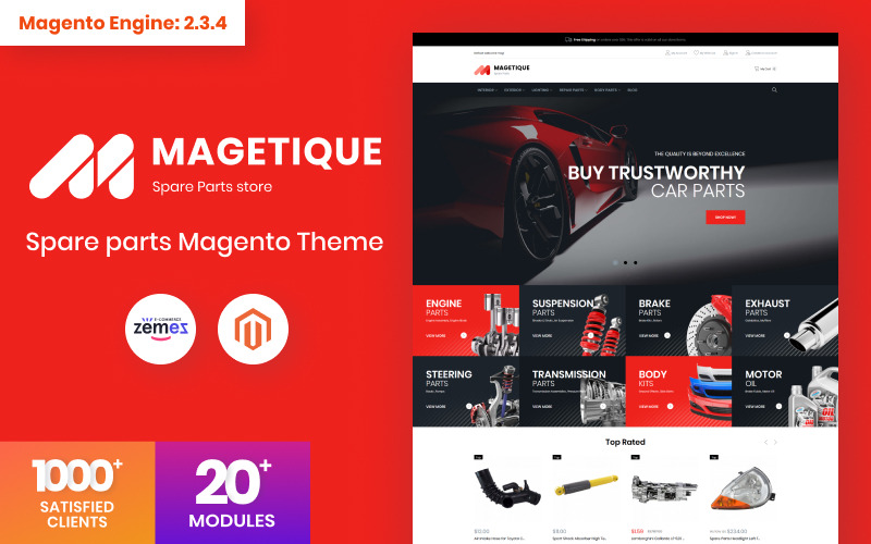 тема запасных частей magento