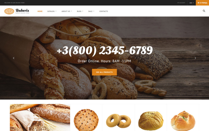отзывчивая тема shopify для пекарни