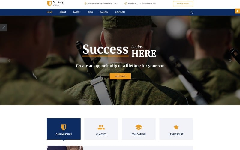 военная школа отзывчивый шаблон joomla