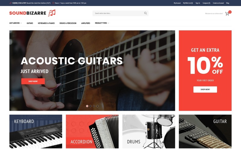 музыкальный магазин magento theme