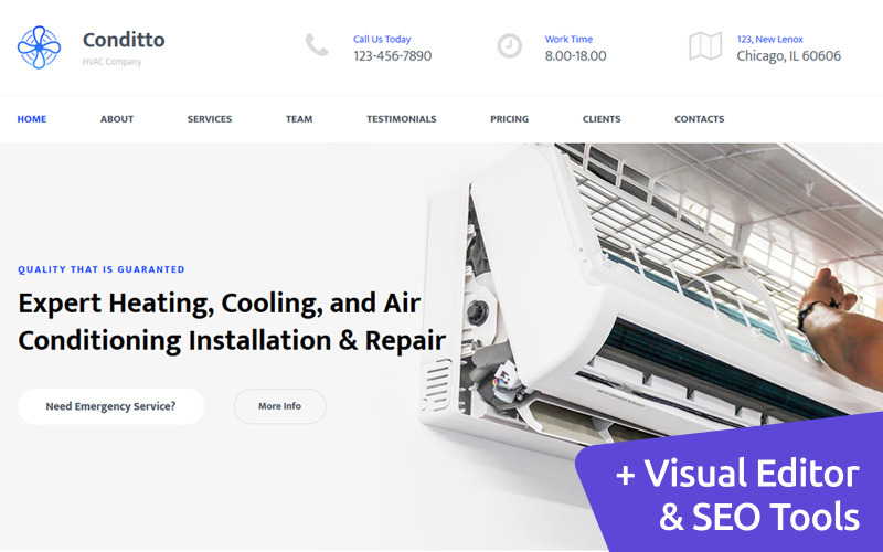 шаблон hvac premium moto cms 3