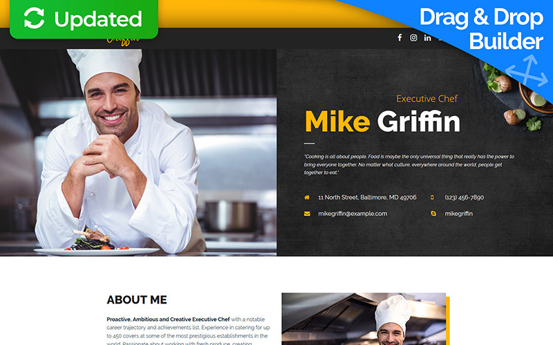 шаблон целевой страницы executive chef cv motocms 3