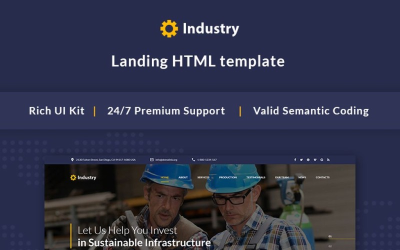 шаблон целевой страницы bootstrap промышленной компании