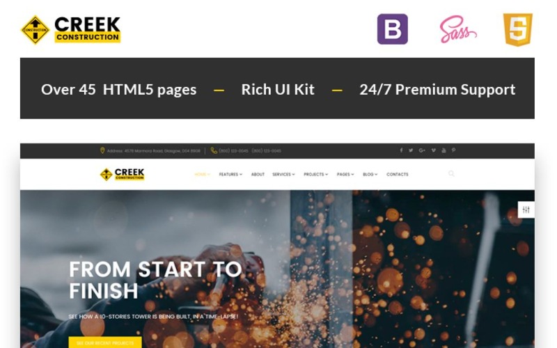 шаблон сайта строительной компании html5