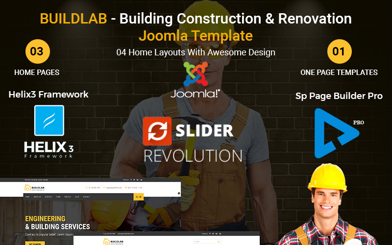 строительство и ремонт зданий шаблон joomla