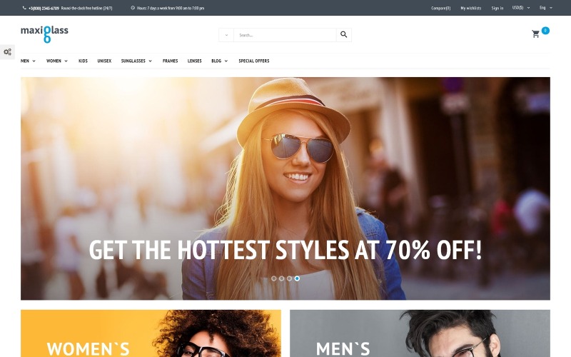 оптометрический магазин prestashop тема