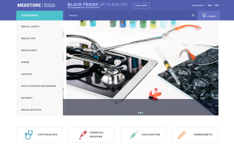 отзывчивый шаблон интернет-магазина медицинского оборудования opencart
