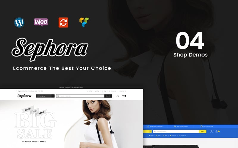 тема многоцелевого магазина sephora woocommerce