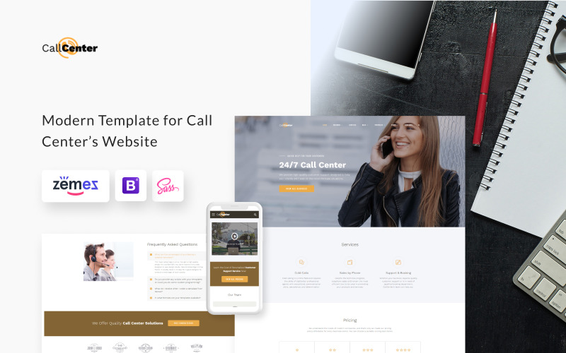 колл-центр многостраничный html5 шаблон сайта