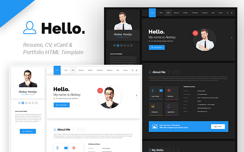 cv, vcard &amp; portfolio html шаблон сайта