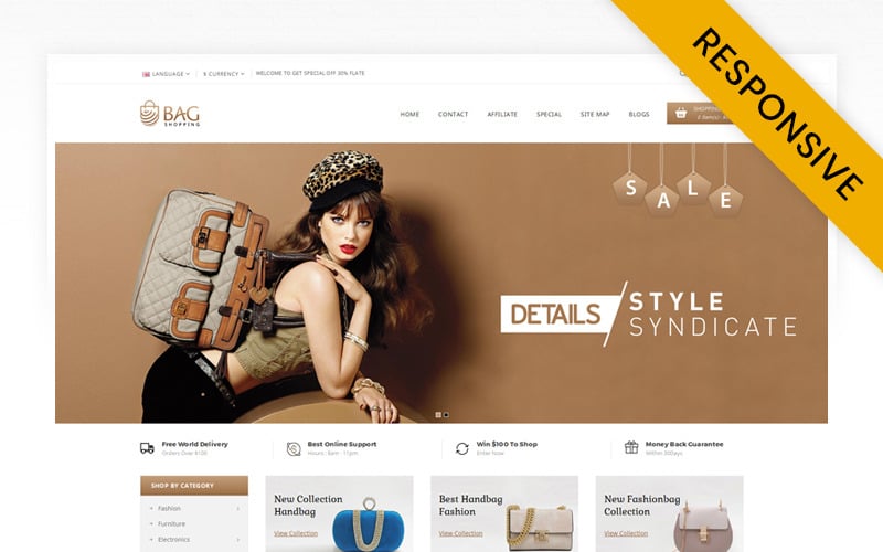 шаблон opencart магазина сумок