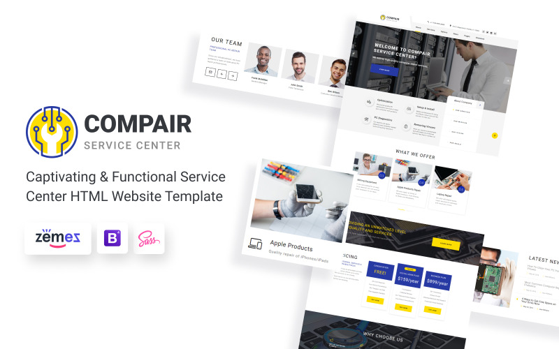 сервисный центр многостраничный html5 шаблон сайта