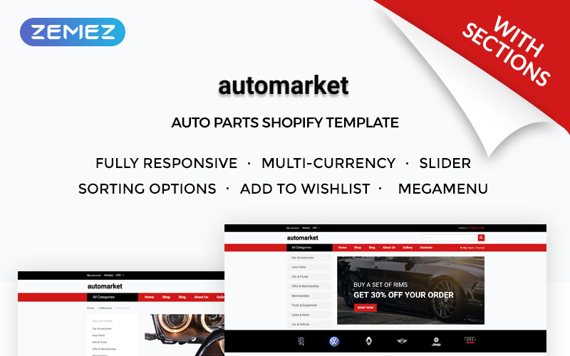 строгие автозапчасти интернет-магазин shopify тема
