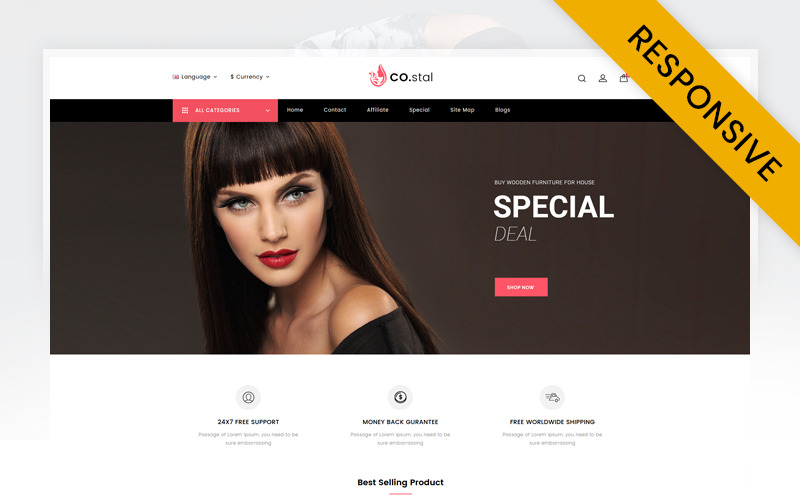 шаблон opencart магазина красоты