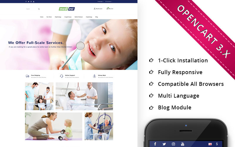 медицинский магазин отзывчивый шаблон opencart