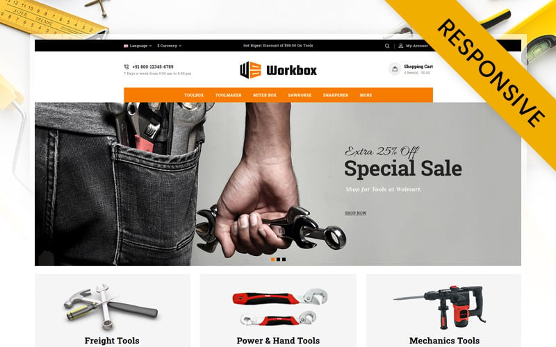 магазин инструментов шаблон opencart
