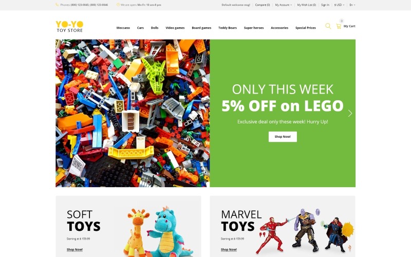 yo toy store шаблон opencart