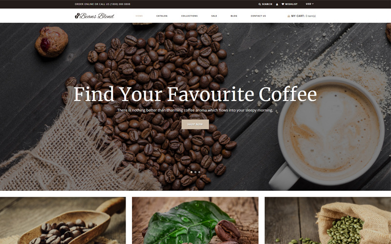 кофейня shopify тема