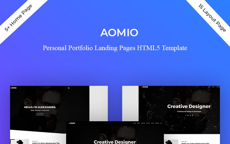 шаблон целевой страницы личного портфолио aomio